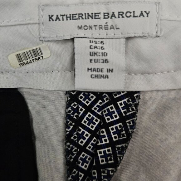 Katherine Barclay Geometric Pattern Cotton Black And Blue Ankle Chino Pants - Picture 2 of 9